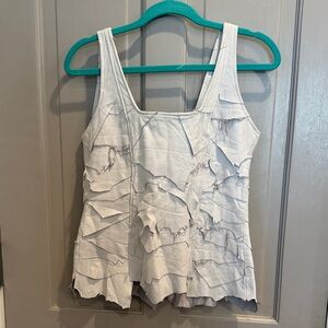 Do Couro Destoryed White Leather Women's Tank
